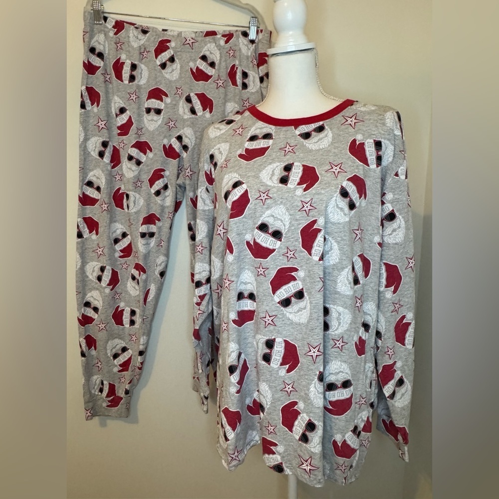 PLACE Unisex Santa Christmas Jogger Pajama Set Adult Size XL